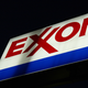 The Exxon logo at night.